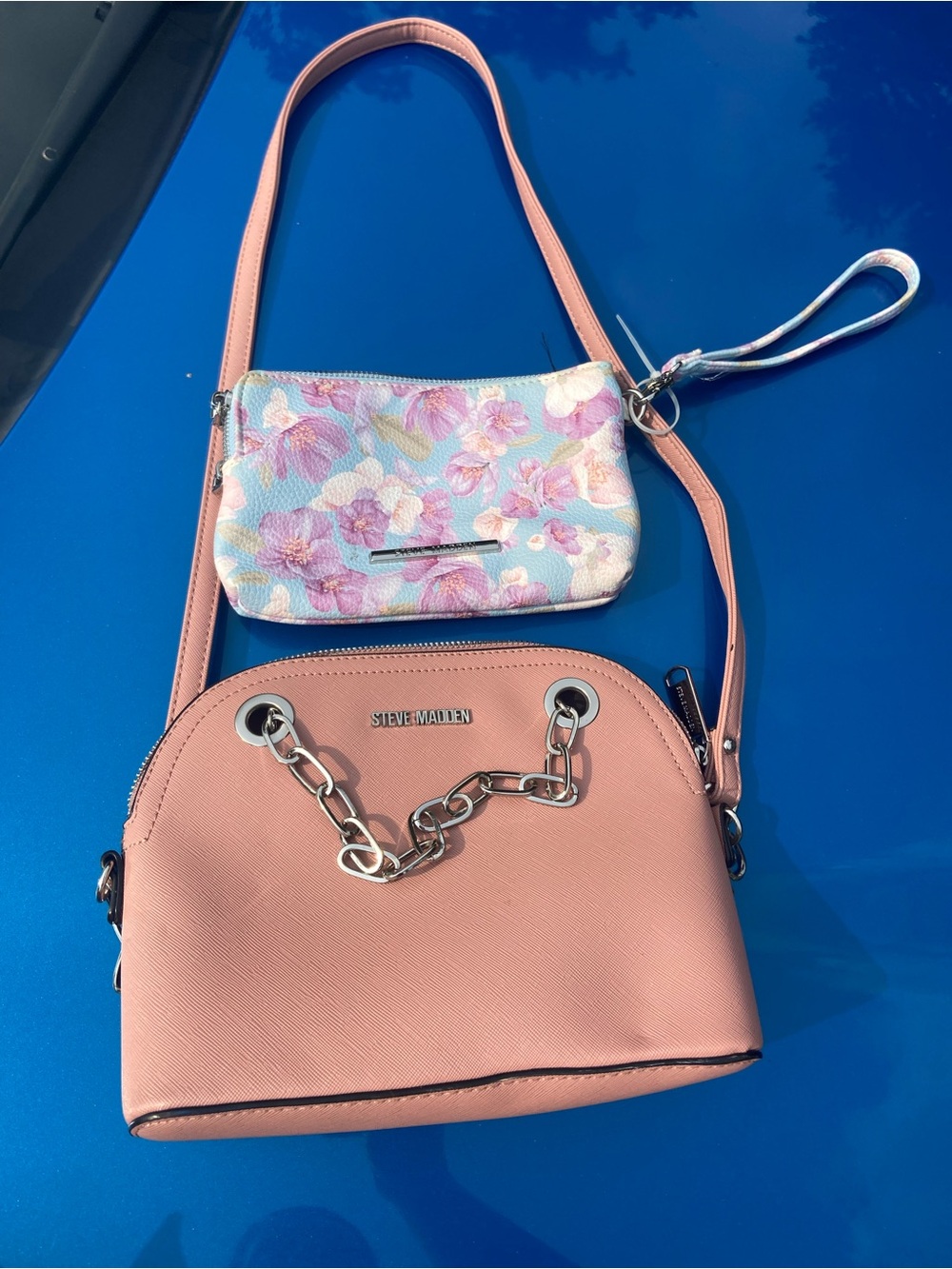 Steve Madden Pink Crossbody with Floral Wristlet Included